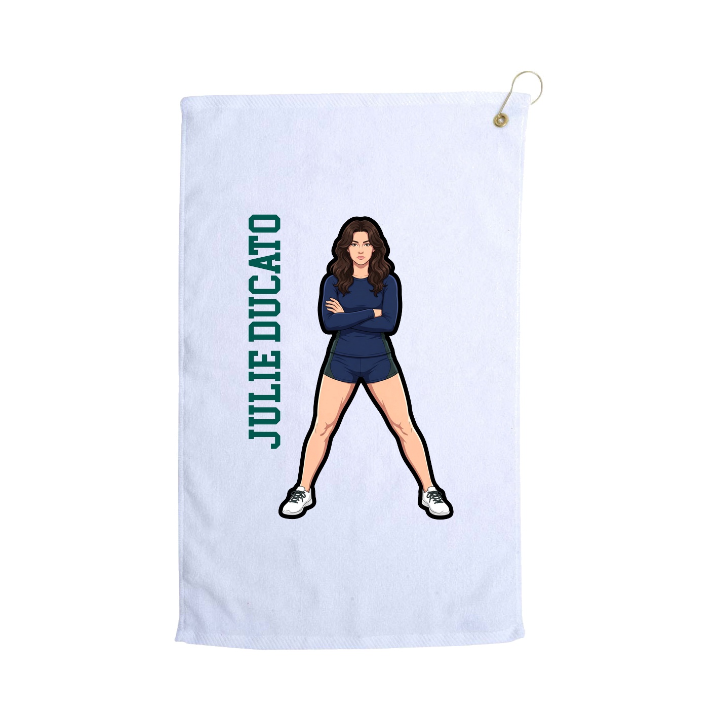 Golf Towel — Name Vertical in White