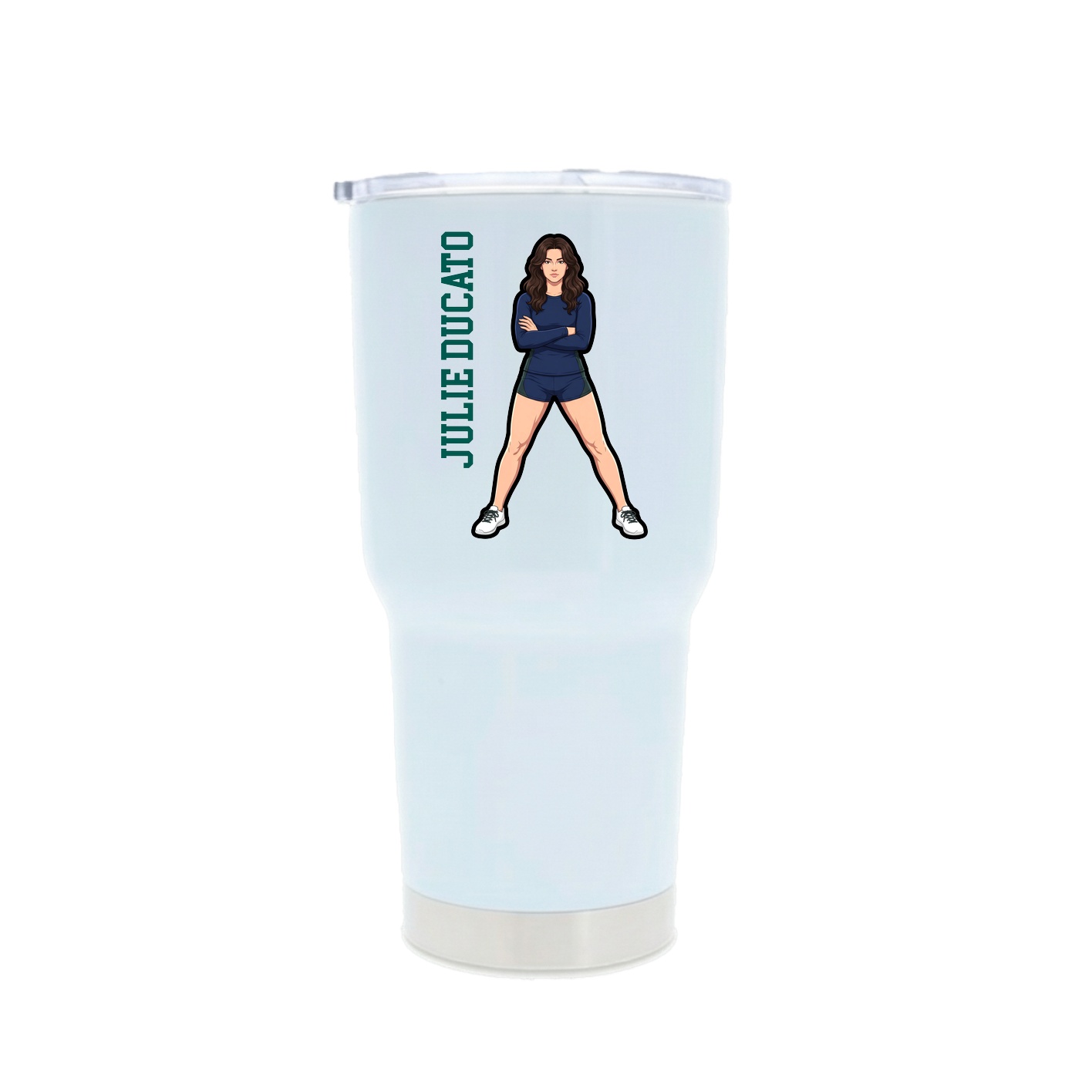 30oz Stainless Steel Tumbler — Name Vertical in White