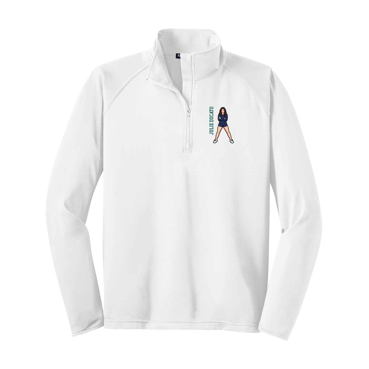 Q-Zip Pullover — Name Vertical in White