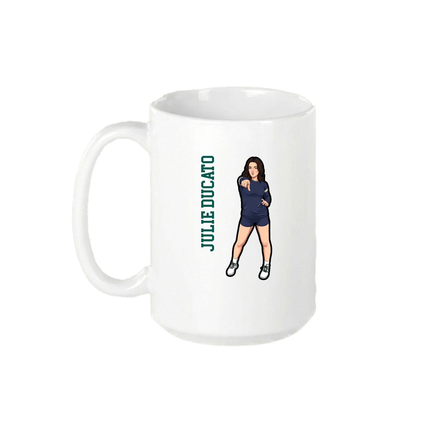 15oz Coffee Mug — Name Vertical in White