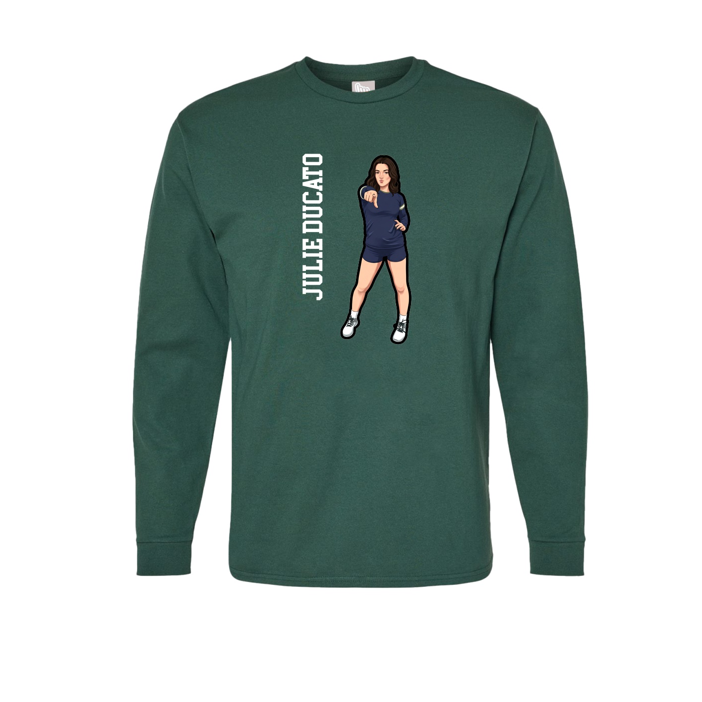 Long Sleeve Tee — Name Vertical in Green