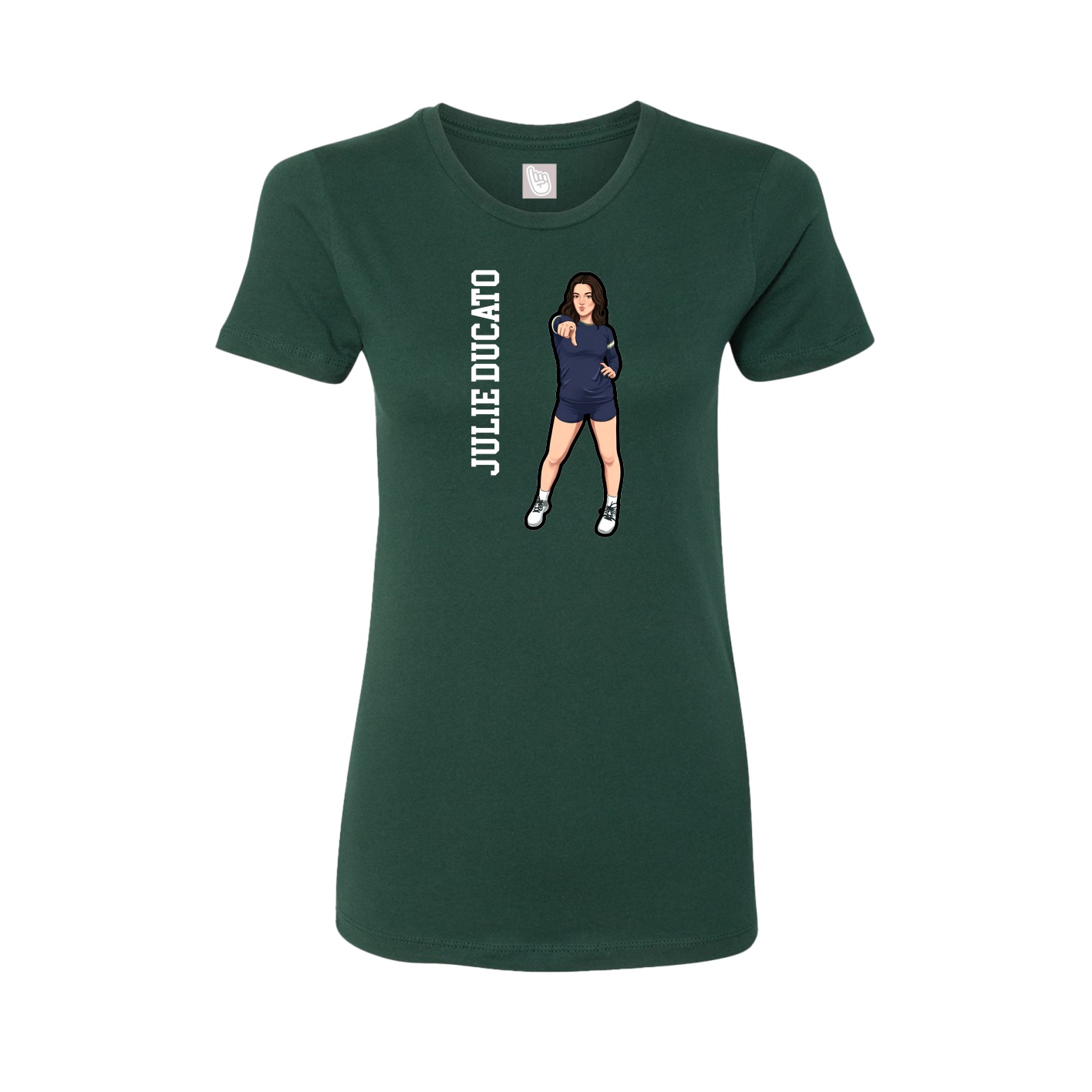 Fitted Women's Tee — Name Vertical in Green