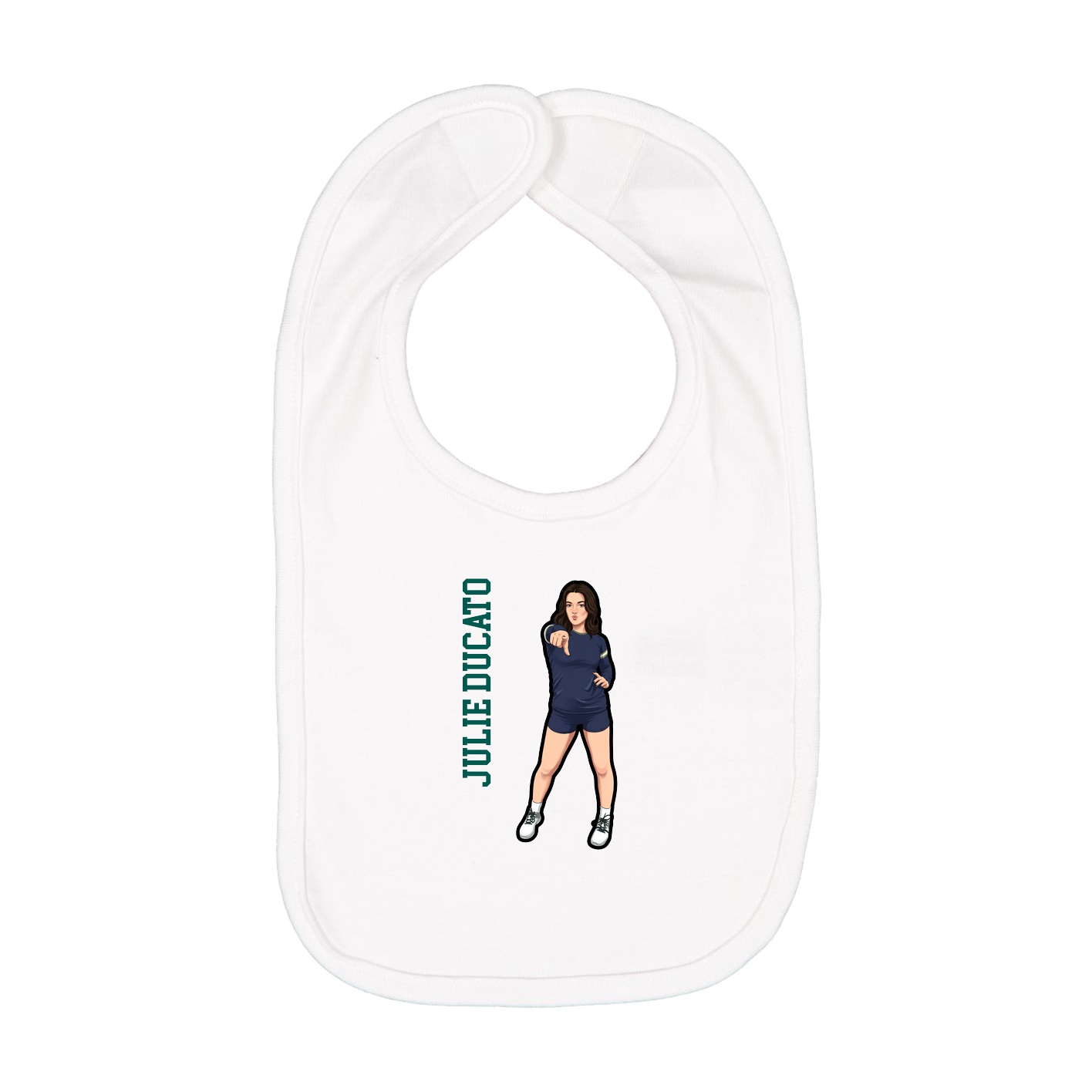 Infant Bib — Name Vertical in White