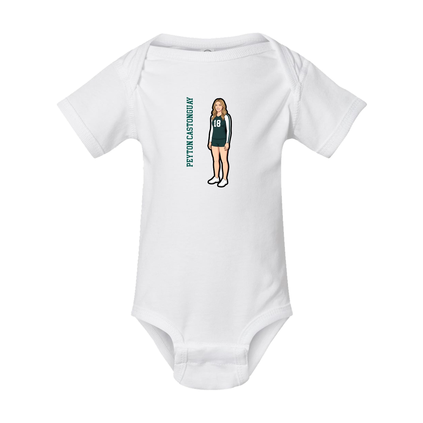 Baby Onesie — Name Vertical in White