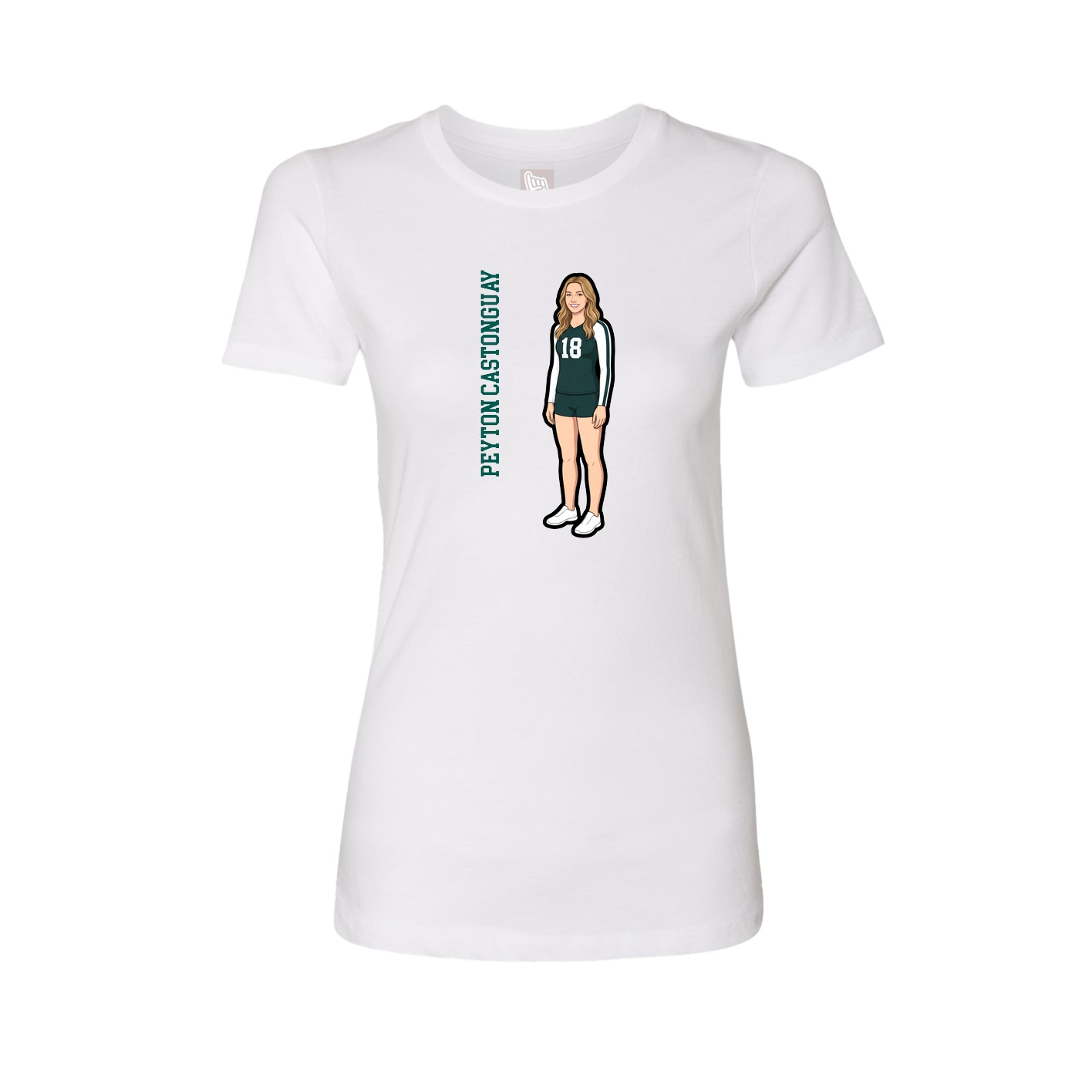 Fitted Women's Tee — Name Vertical in White