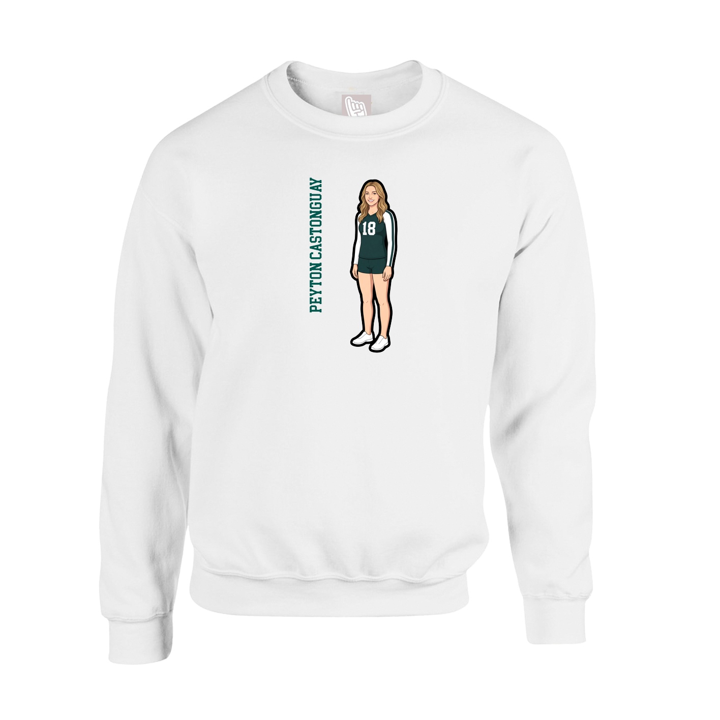 Fleece Crew — Name Vertical in White