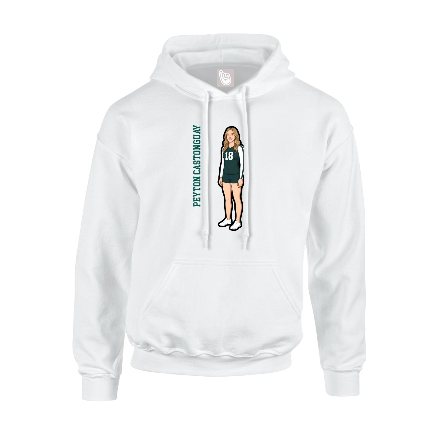 Youth Hoodie — Name Vertical in White