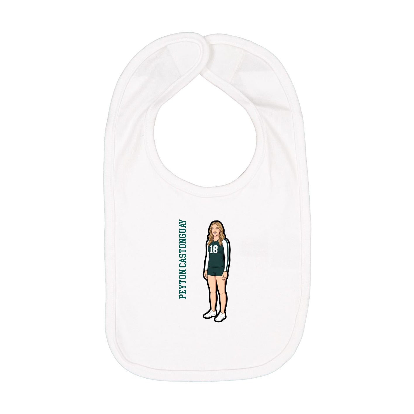 Infant Bib — Name Vertical in White