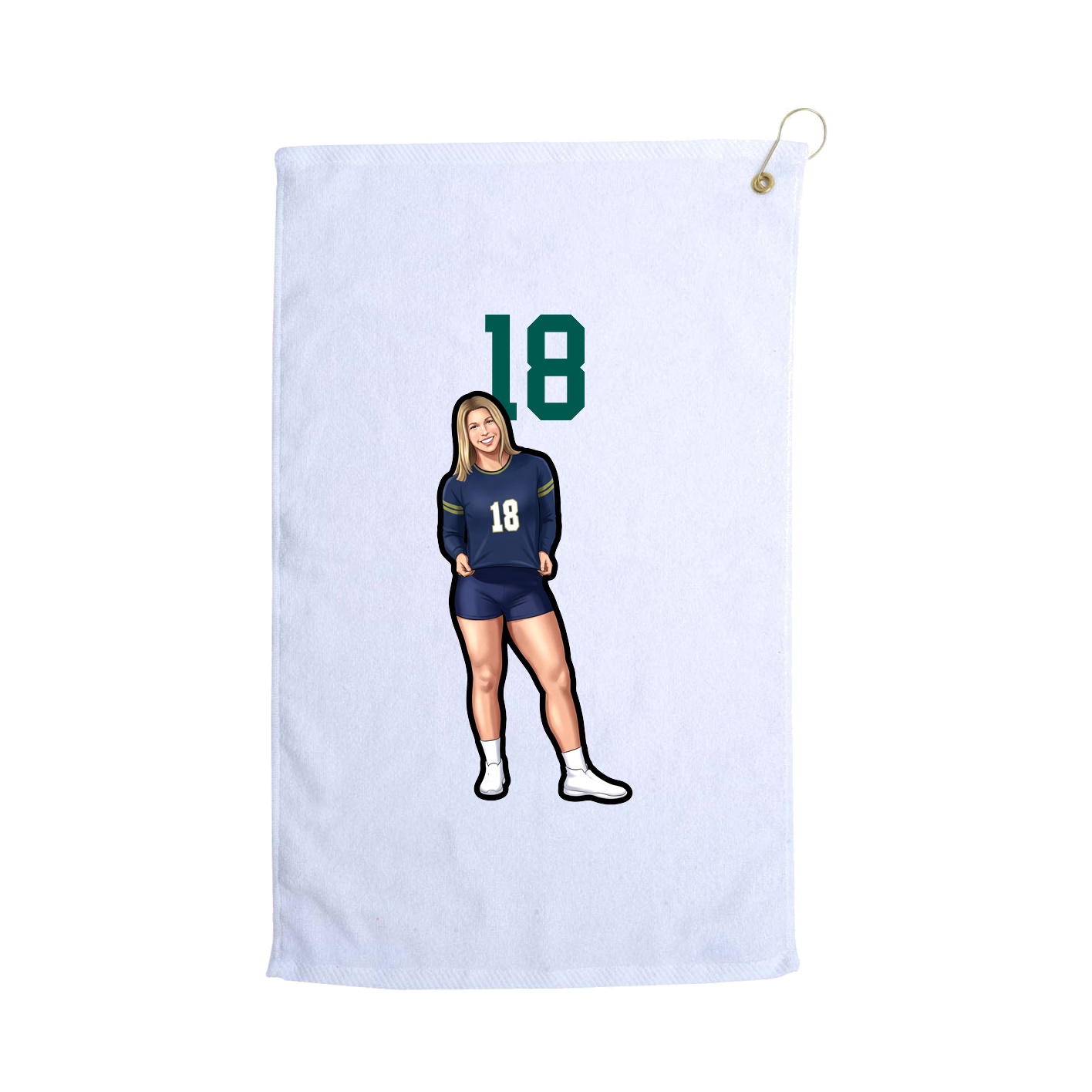 Golf Towel — Number Top in White
