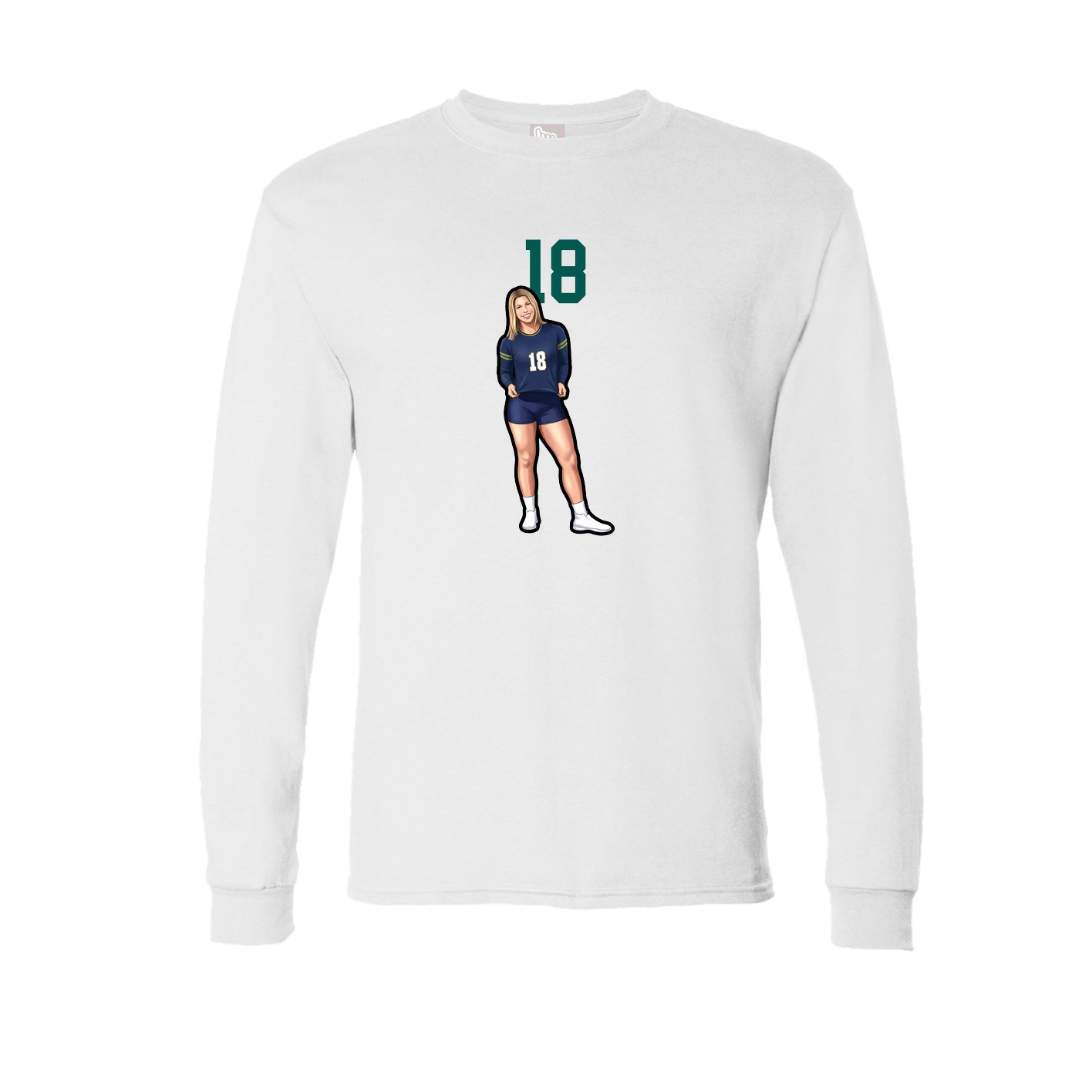 Long Sleeve Tee — Number Top in White