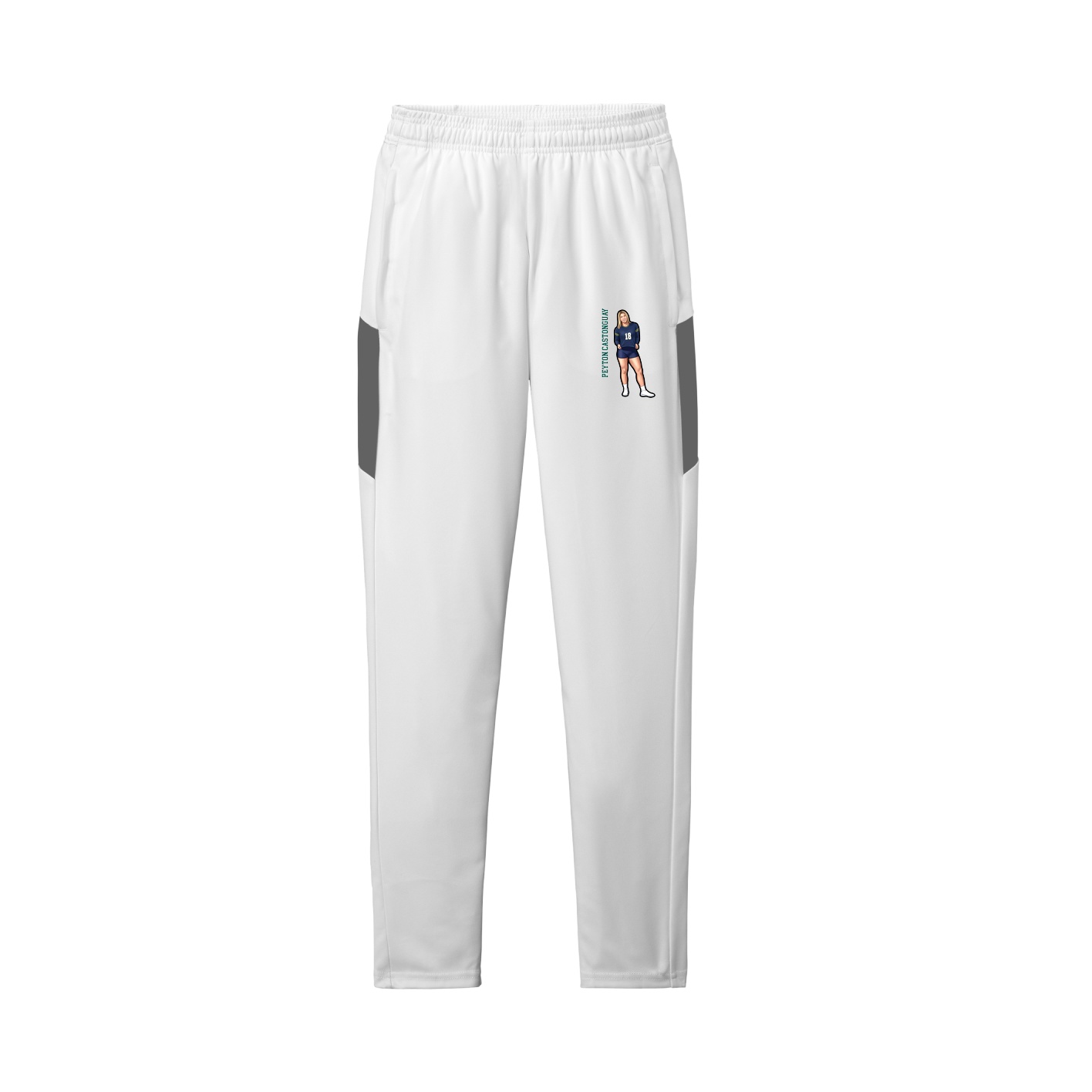 Team Travel Pant — Name Vertical in White/Grey