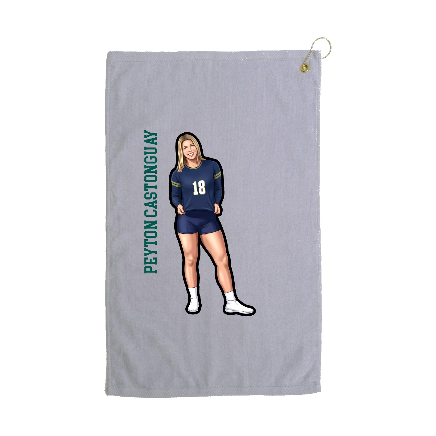 Golf Towel — Name Vertical in Grey
