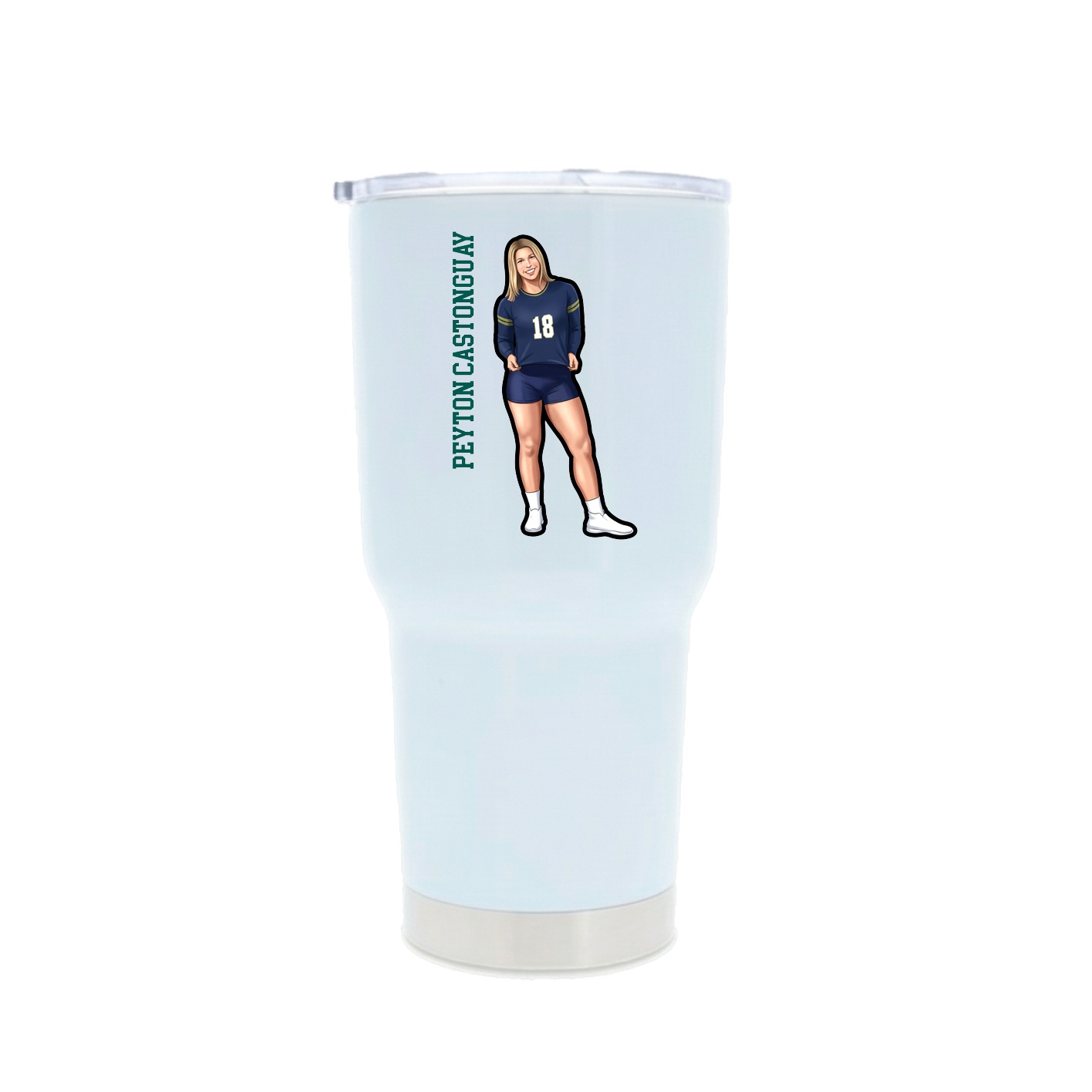 30oz Stainless Steel Tumbler — Name Vertical in White