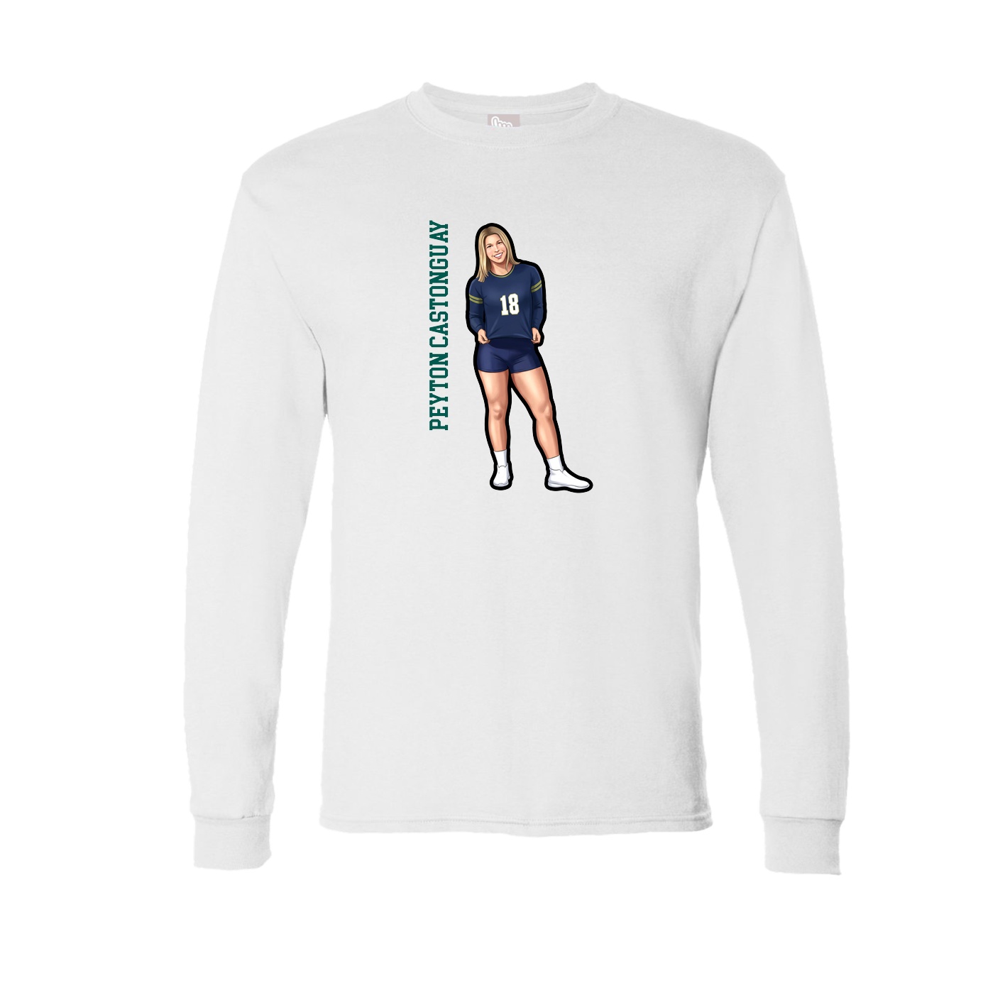 Long Sleeve Tee — Name Vertical in White
