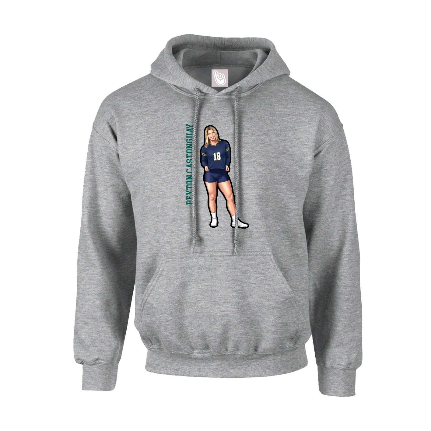 Youth Hoodie — Name Vertical in Grey