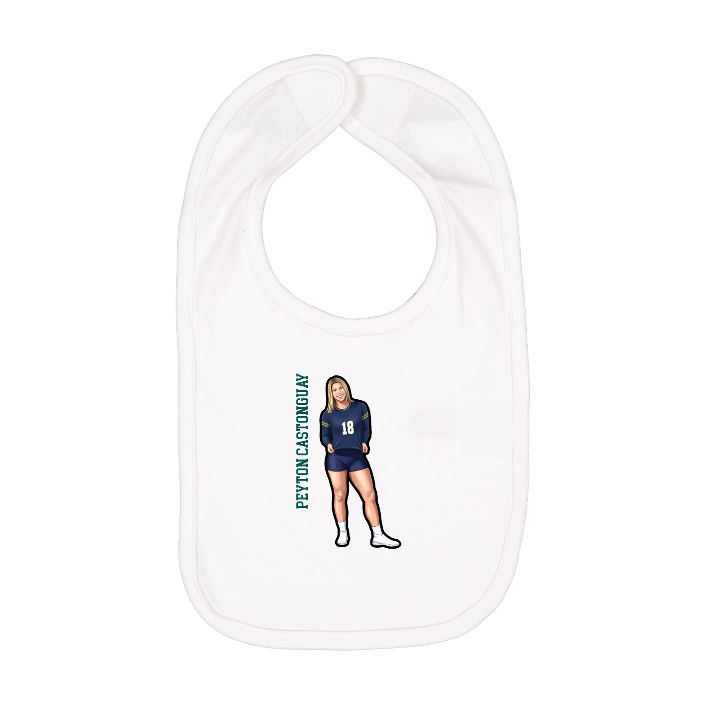 Infant Bib — Name Vertical in White