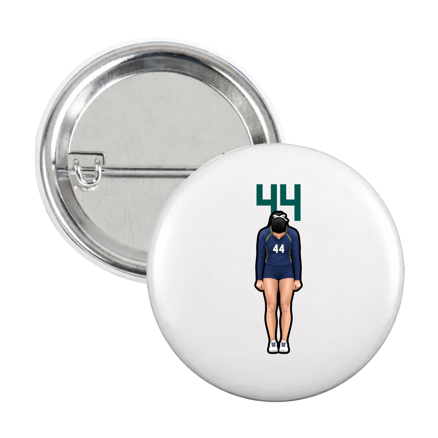Game Day Button — Number Top in White