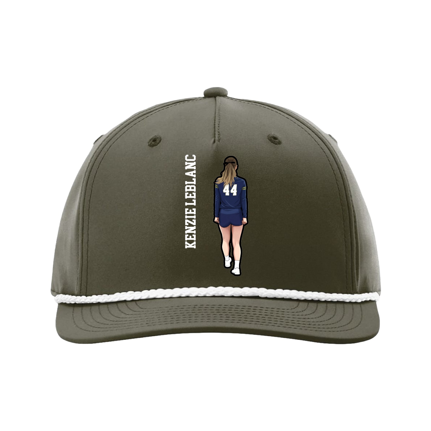 Five-Panel Classic Rope Cap — Name Vertical in Green