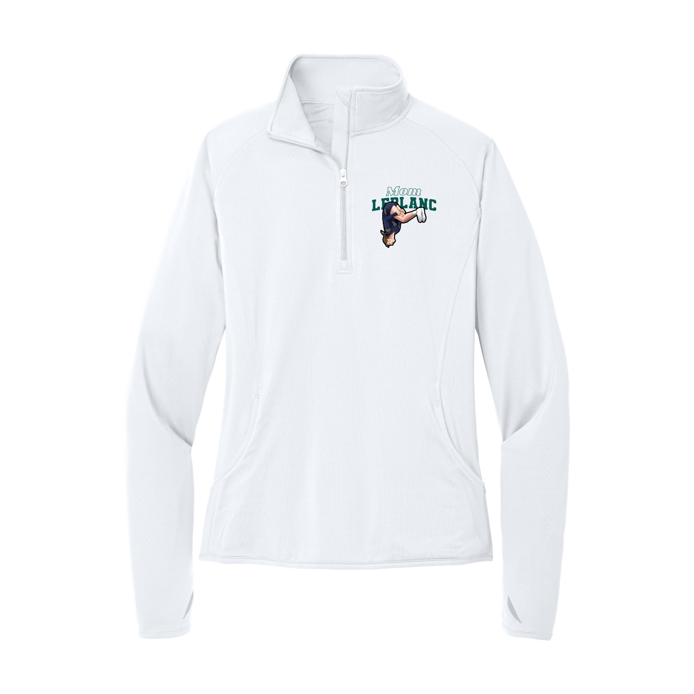 Women's Q-Zip Pullover — Mothers Day Block in White