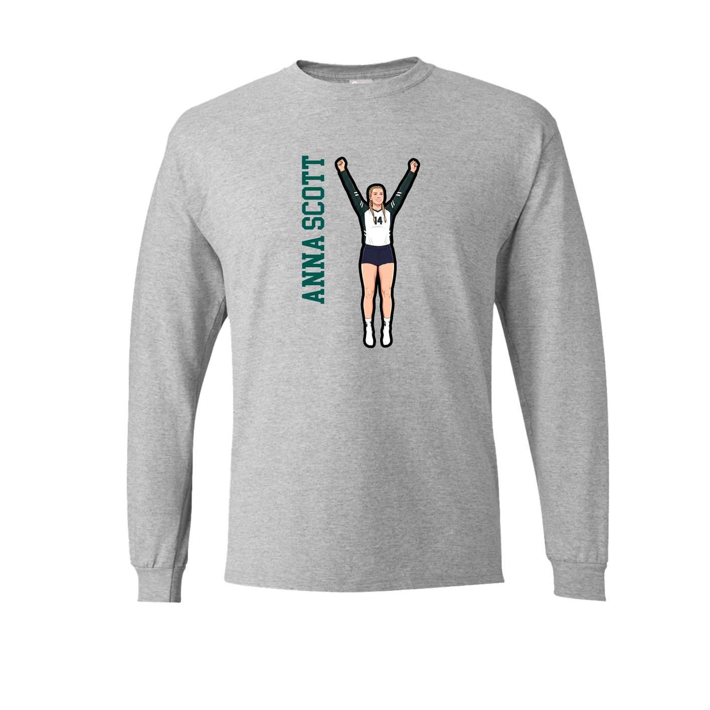 Long Sleeve Tee — Name Vertical in Grey