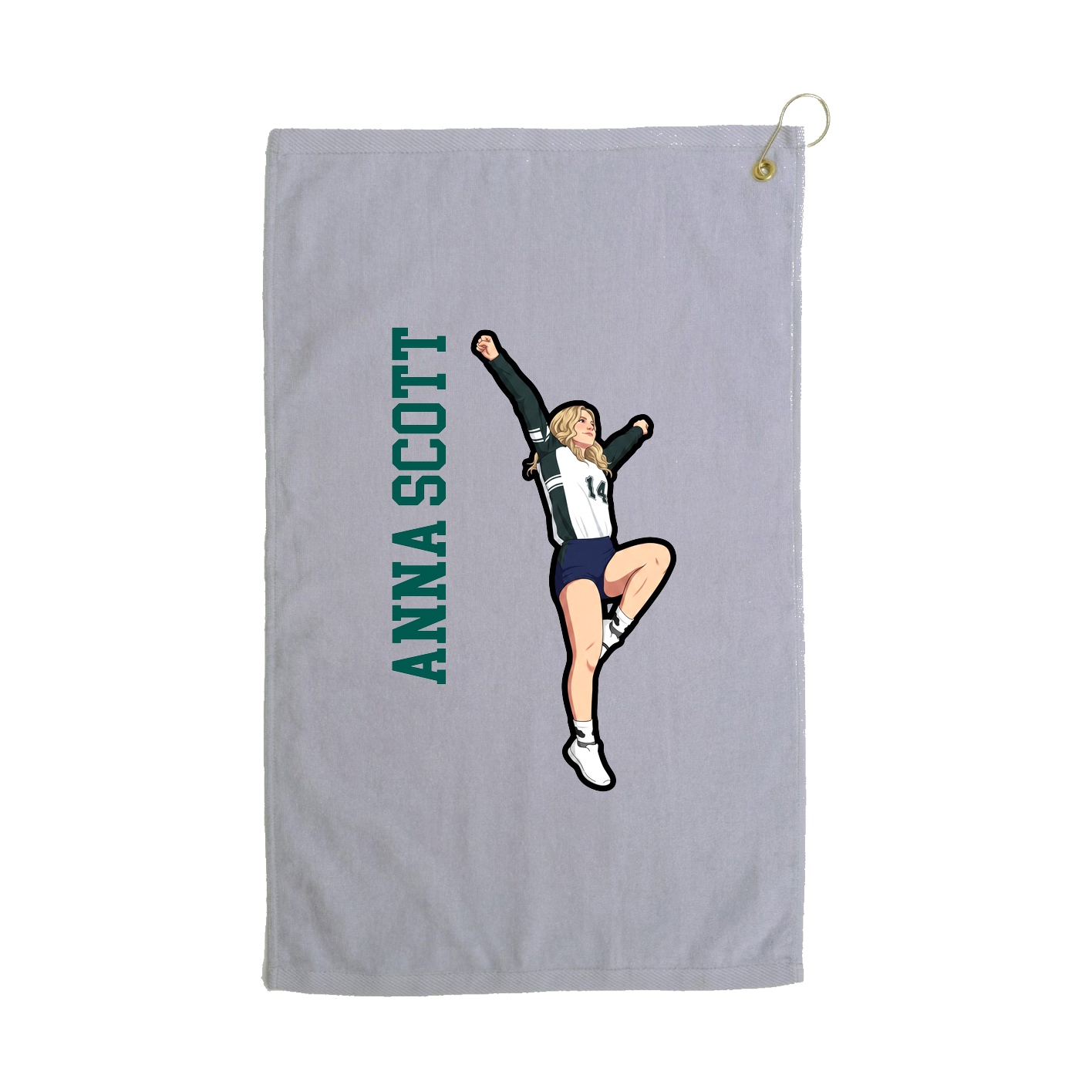 Golf Towel — Name Vertical in Grey