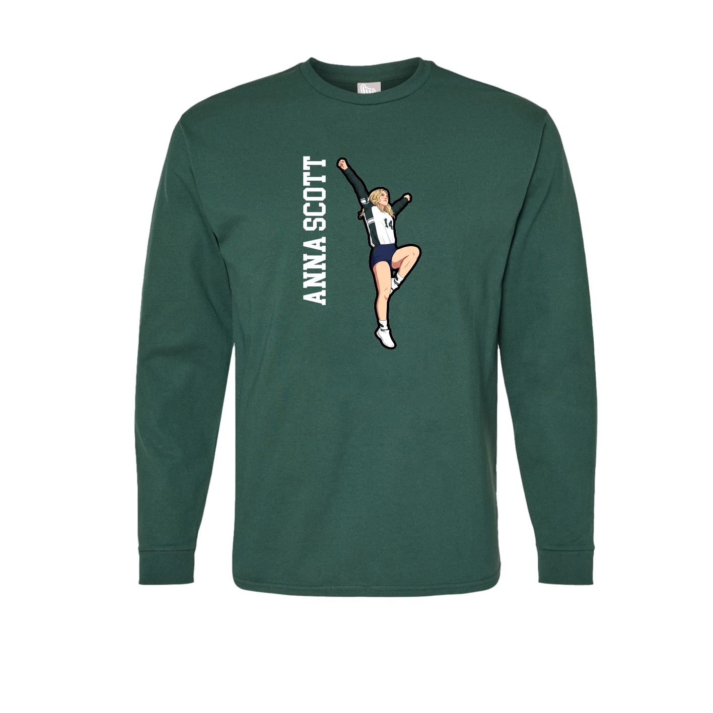 Long Sleeve Tee — Name Vertical in Green