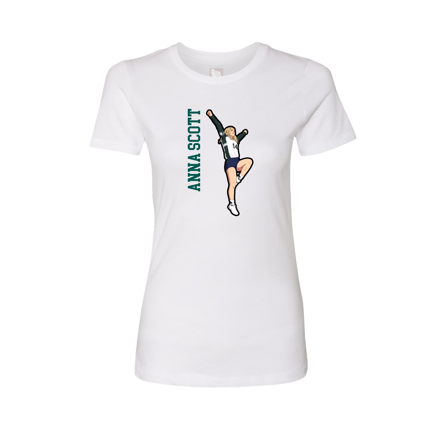 Womens Tee — Name Vertical in White