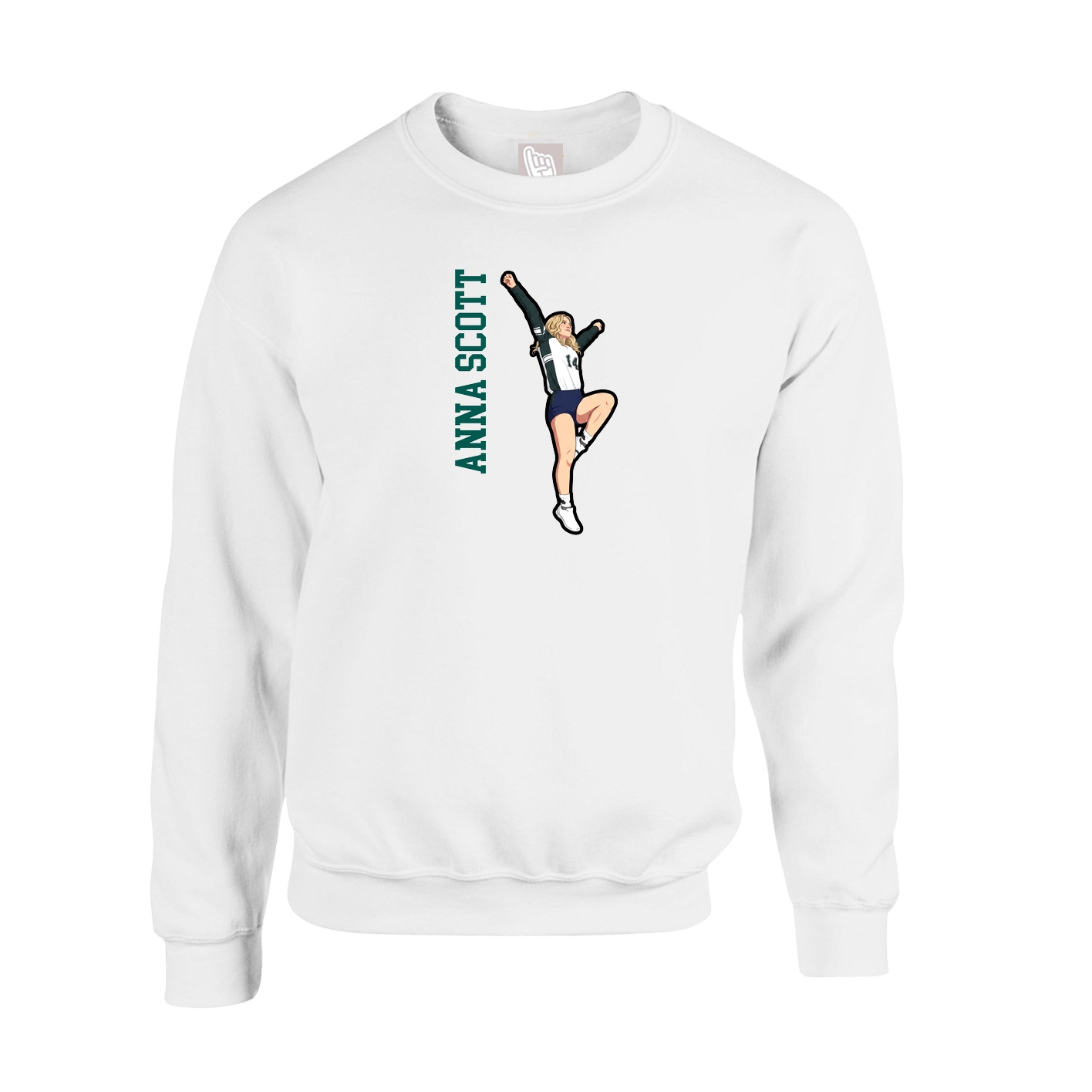 Fleece Crew — Name Vertical in White