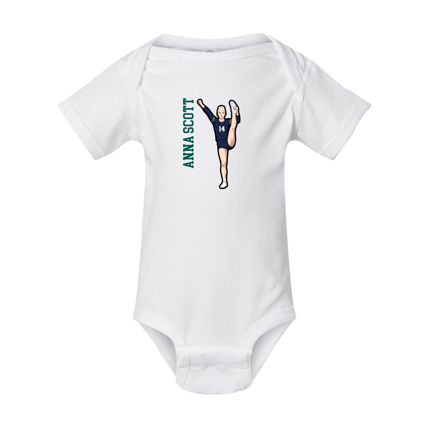 Baby Onesie — Name Vertical in White