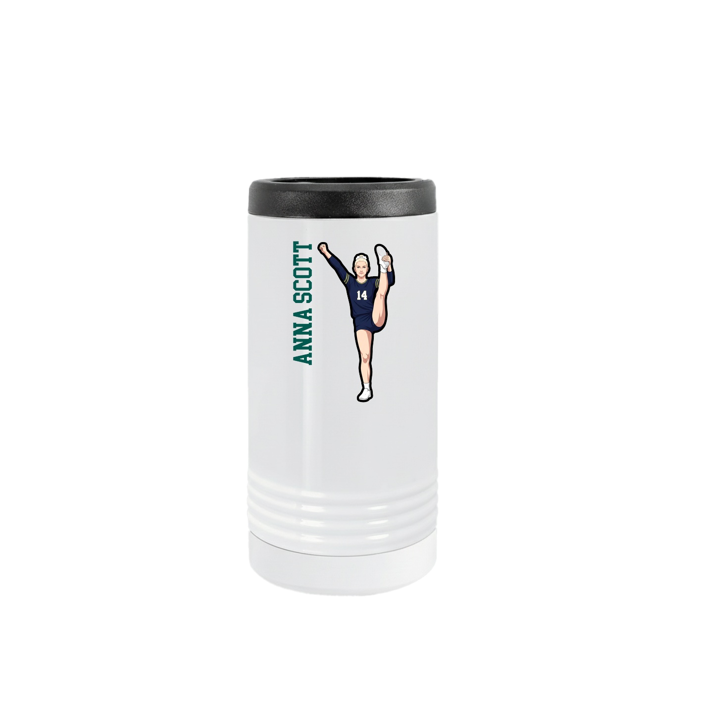 Slim Beverage Holder — Name Vertical in White