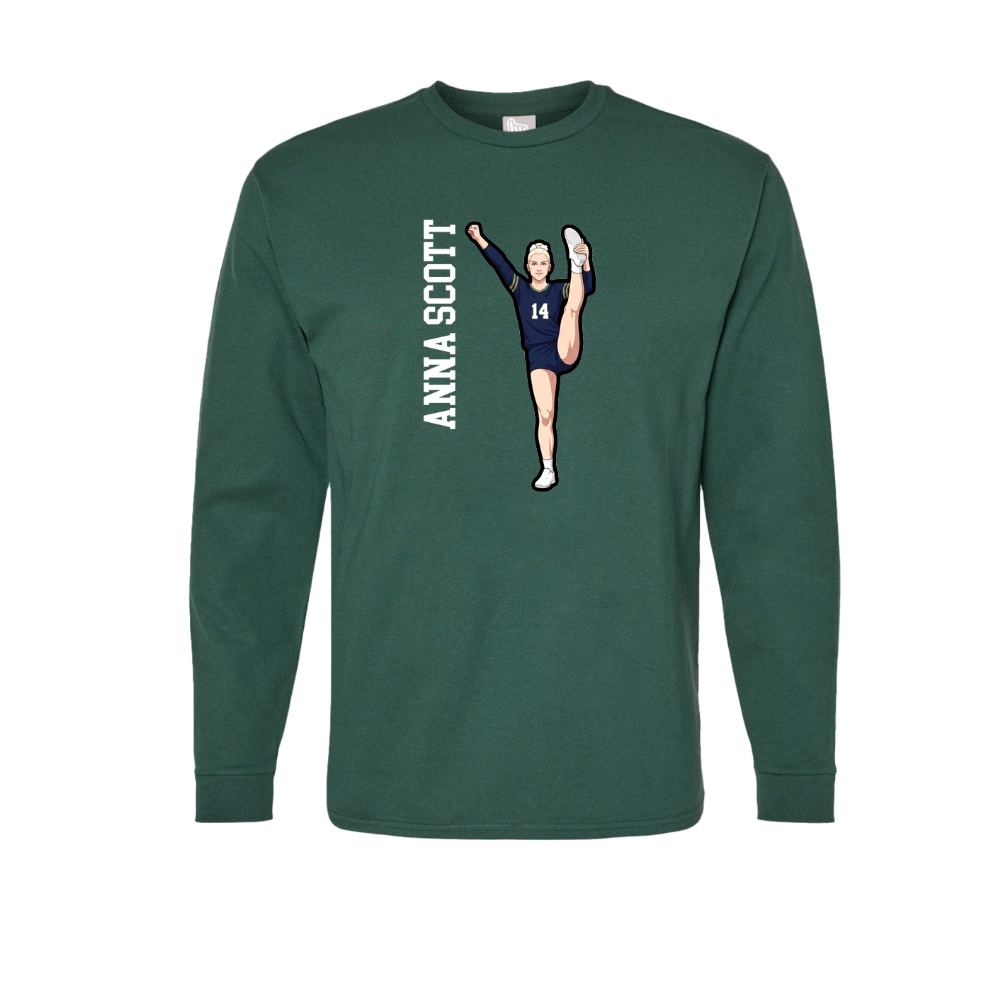 Long Sleeve Tee — Name Vertical in Green