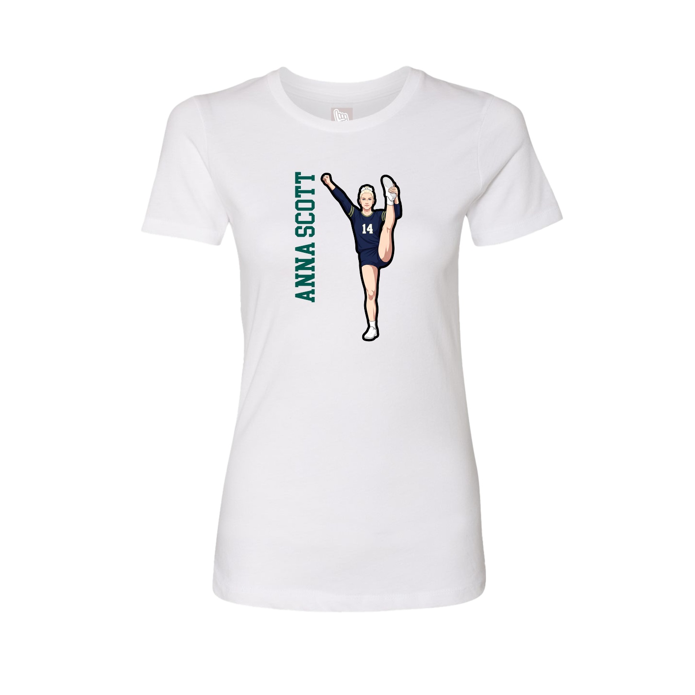 Womens Tee — Name Vertical in White