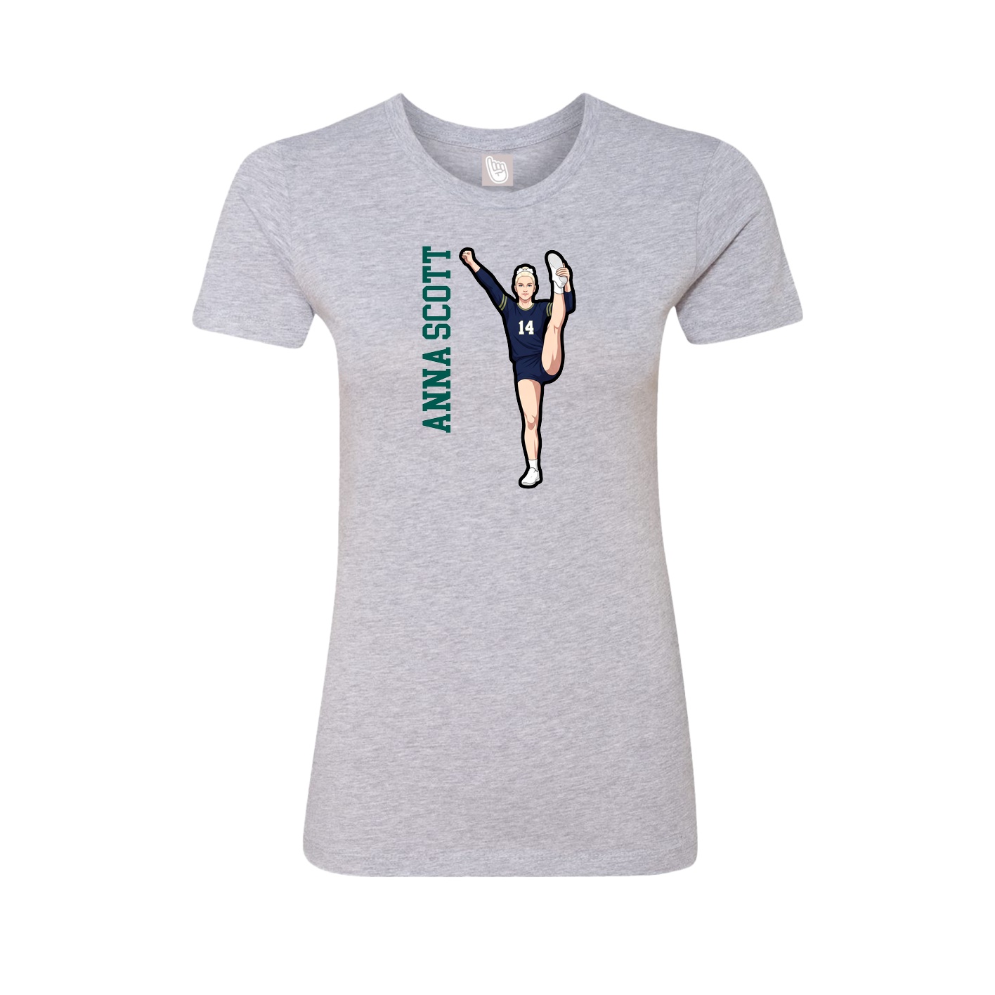 Fitted Women's Tee — Name Vertical in Grey