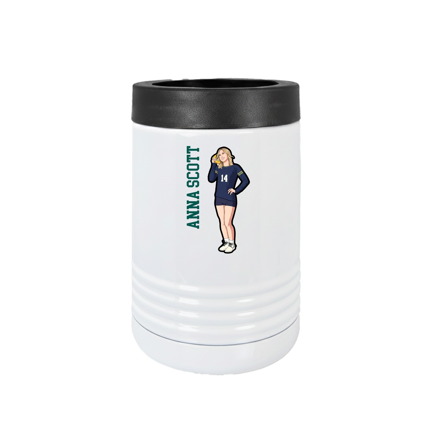 Beverage Holder — Name Vertical in White