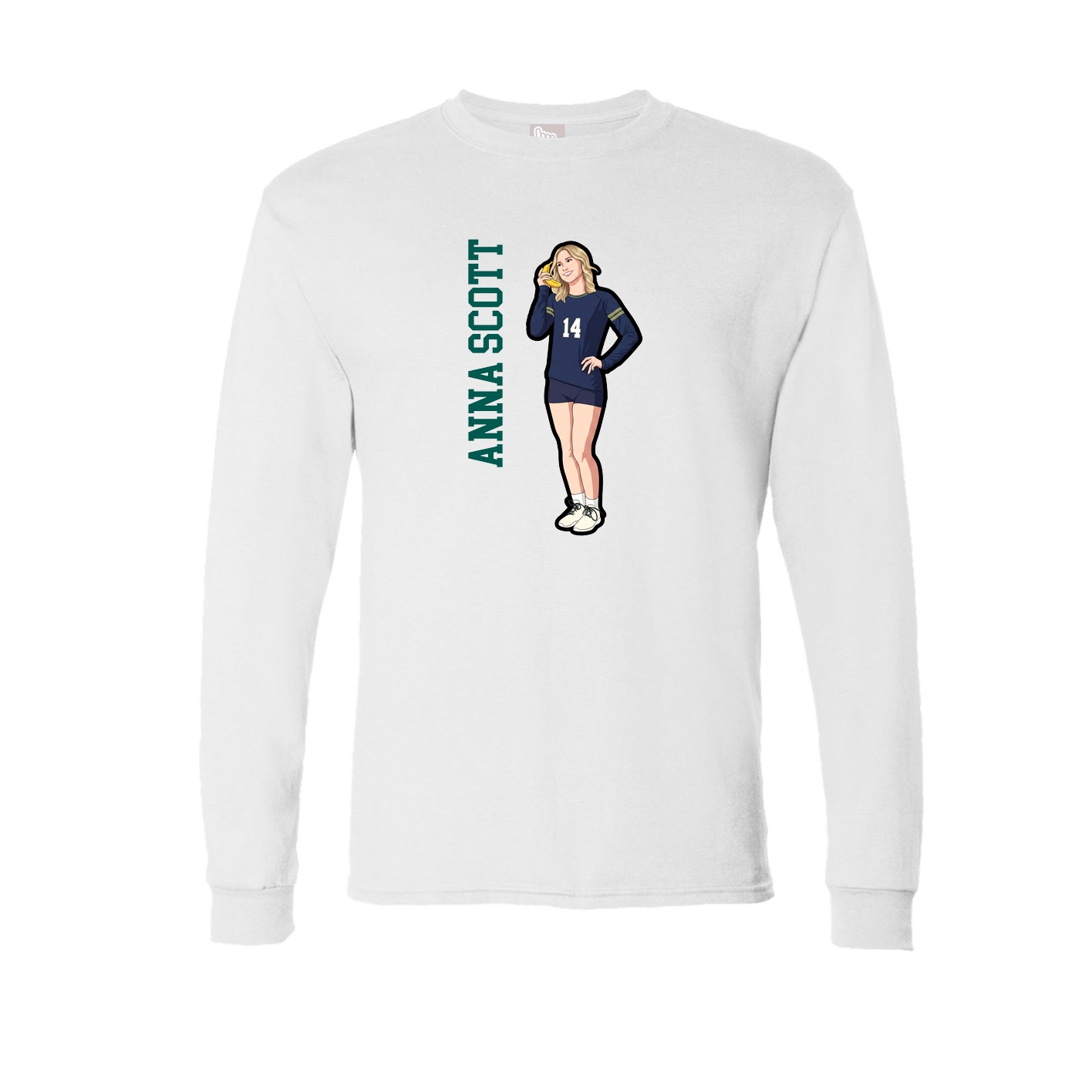 Long Sleeve Tee — Name Vertical in White