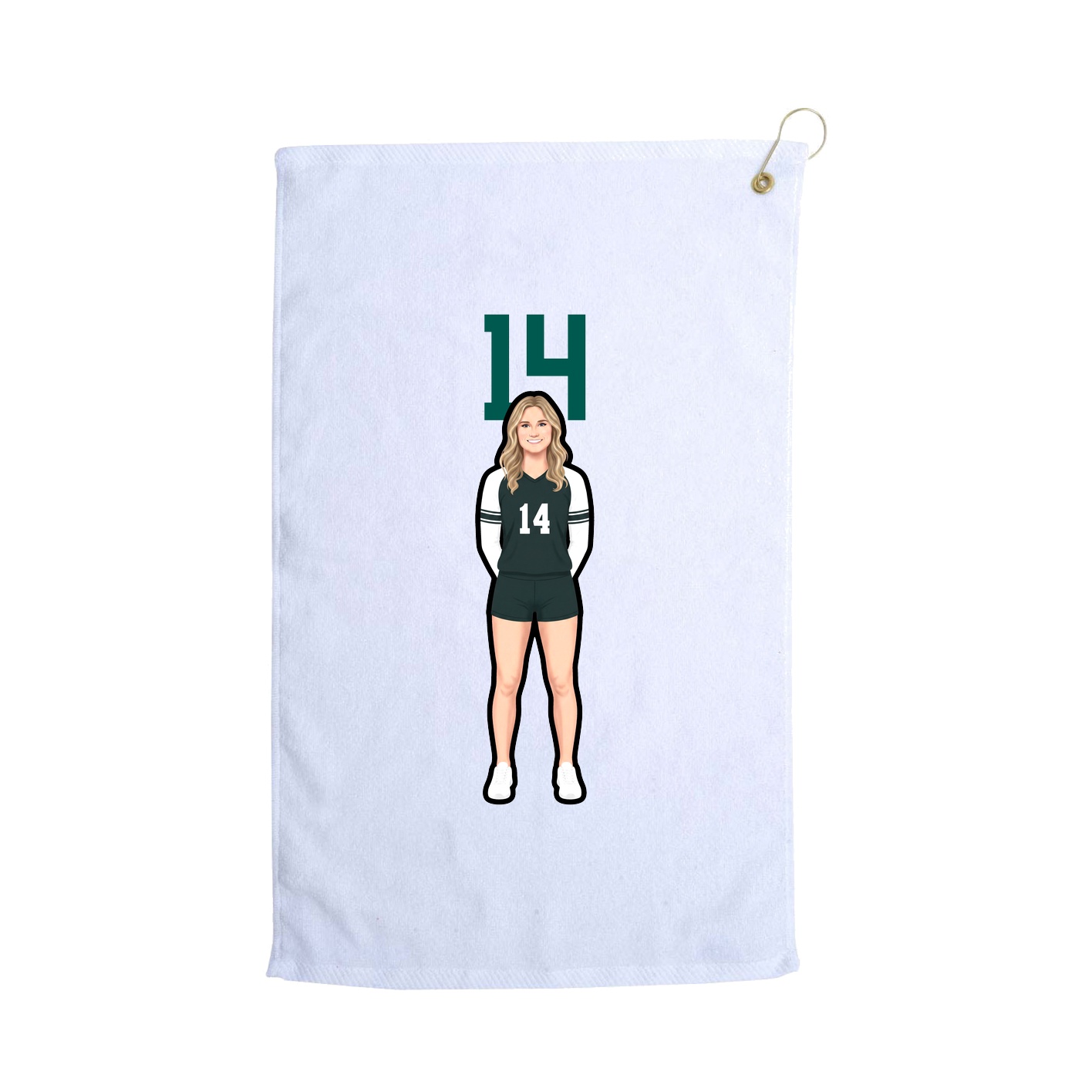 Golf Towel — Number Top in White