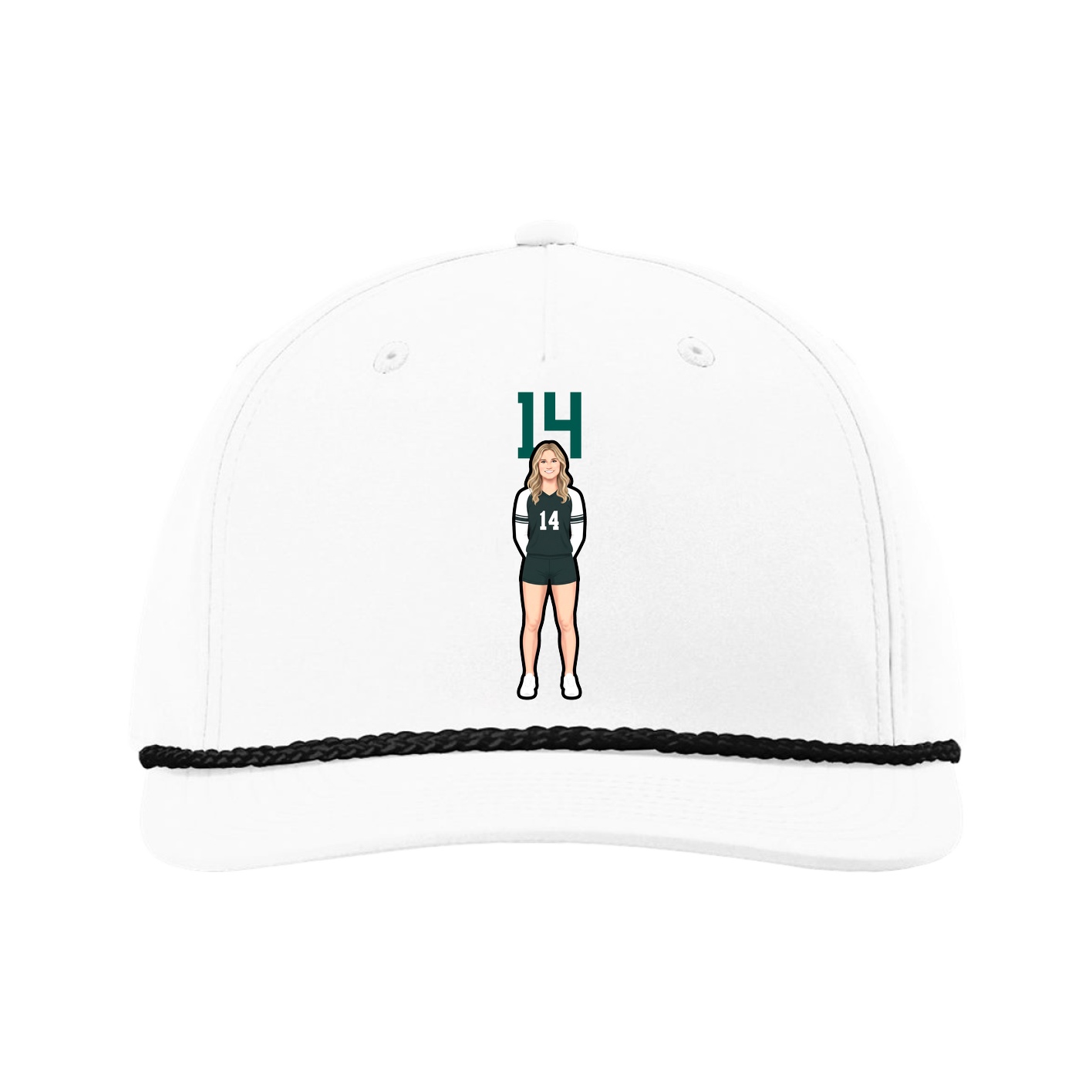 Five-Panel Classic Rope Cap — Number Top in White