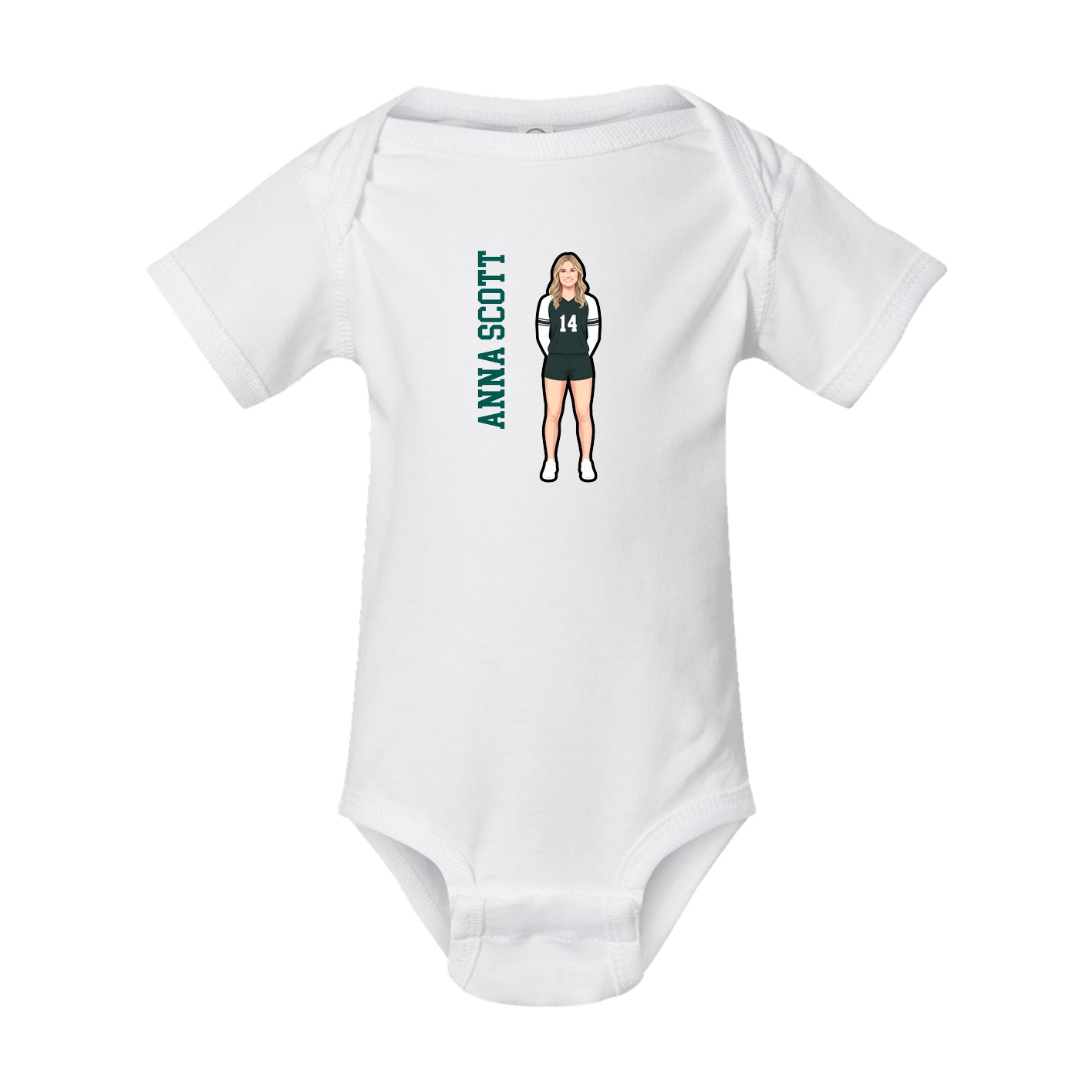 Baby Onesie — Name Vertical in White