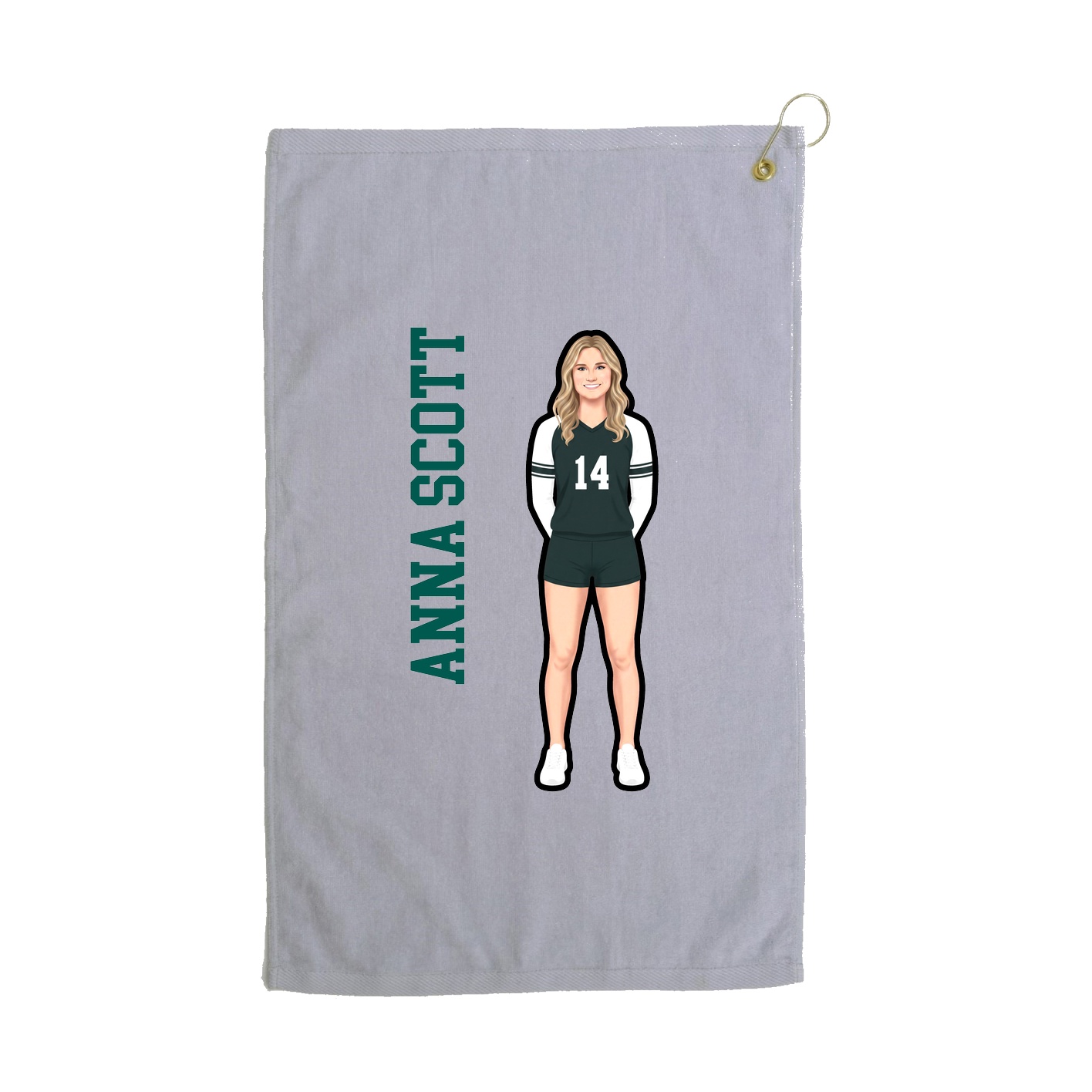 Golf Towel — Name Vertical in Grey