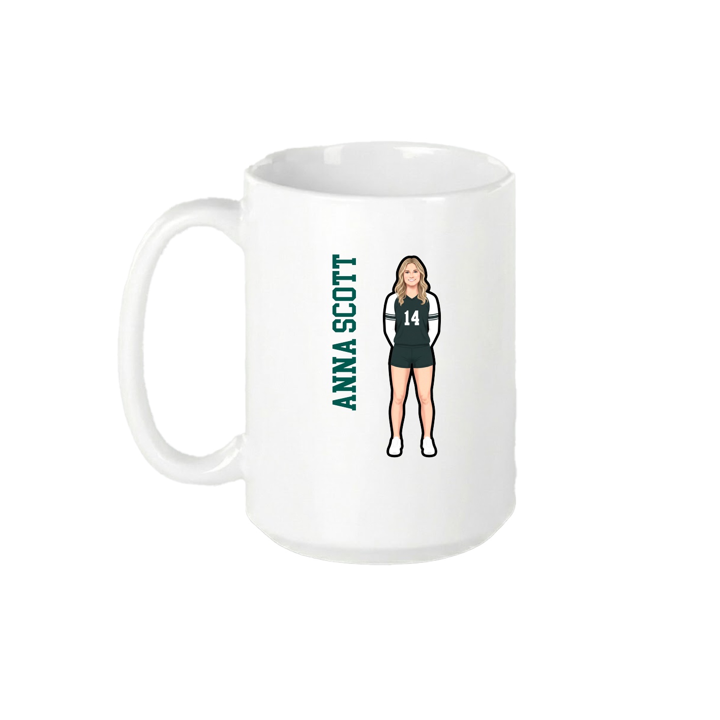 15oz Coffee Mug — Name Vertical in White