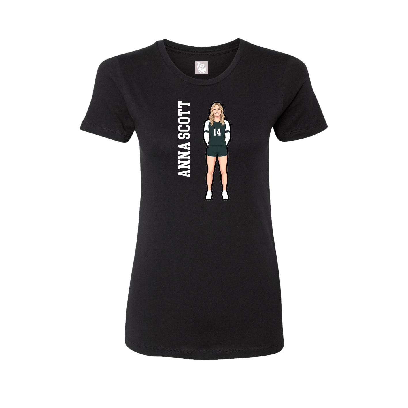Womens Tee — Name Vertical in Black