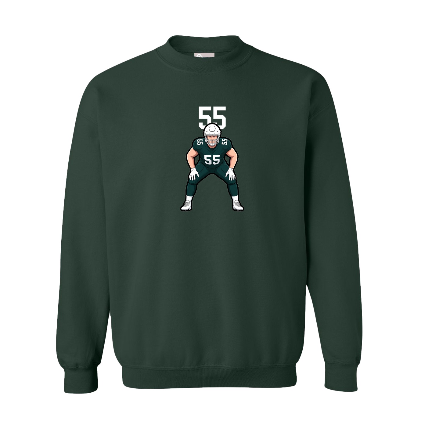 Fleece Crew — Number Top in Green
