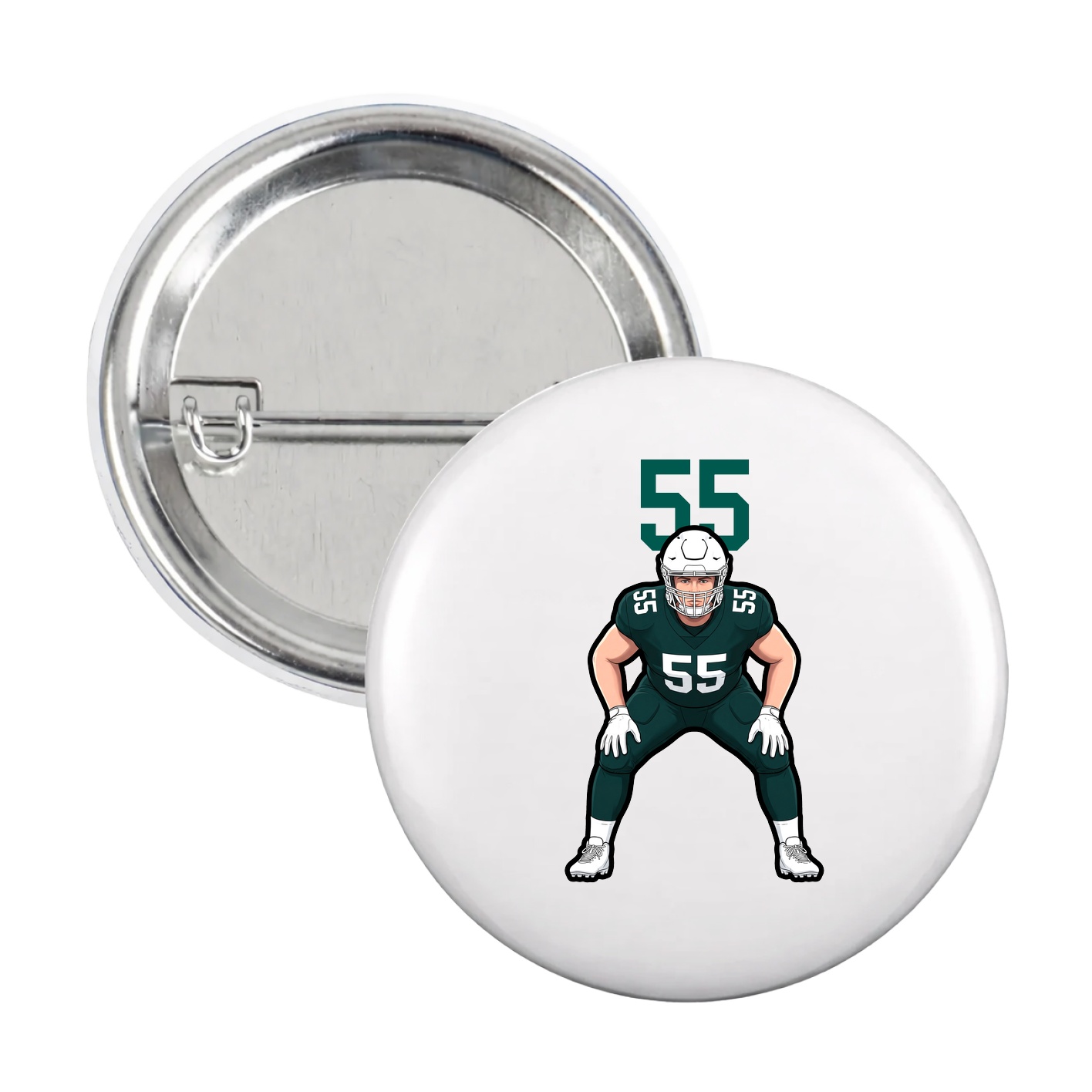 Game Day Button — Number Top in White