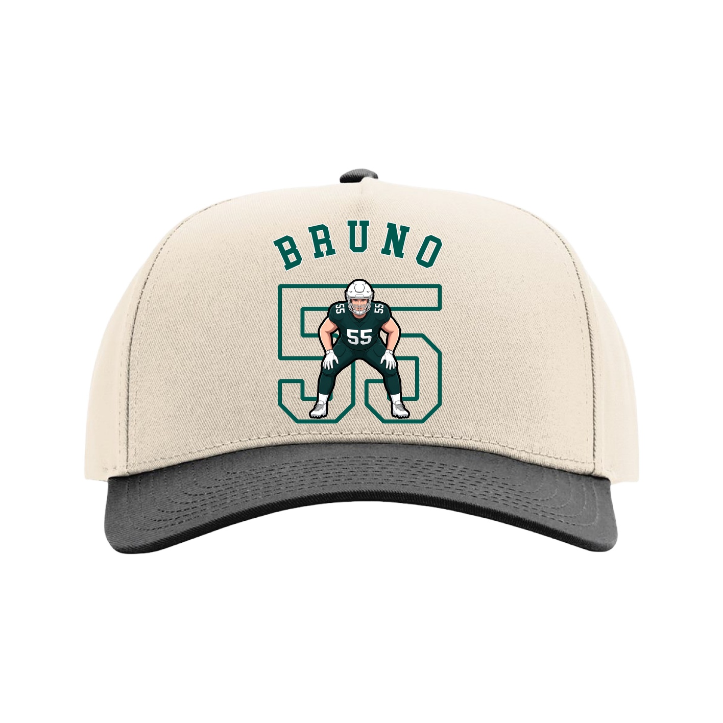 Full Fabric Five-Panel Champ Cap — Shirsey Arch in Cream/Black