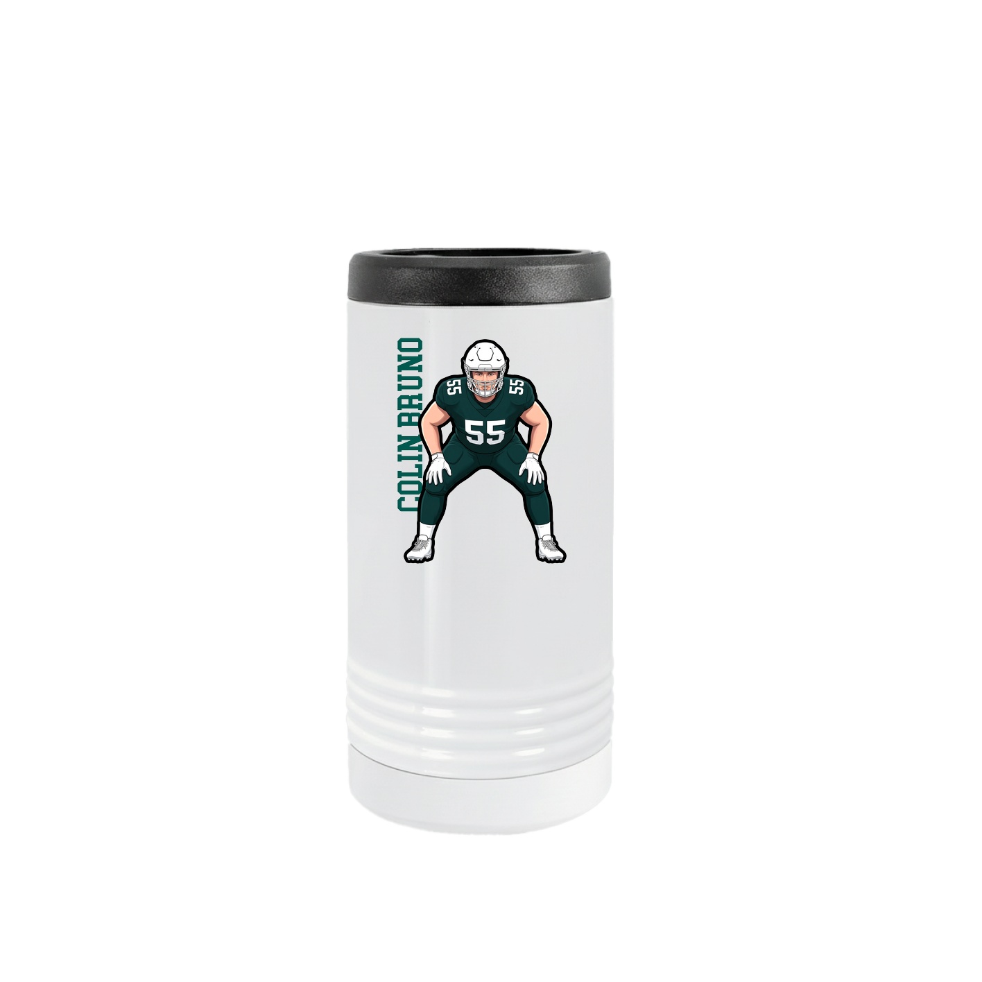 Slim Beverage Holder — Name Vertical in White