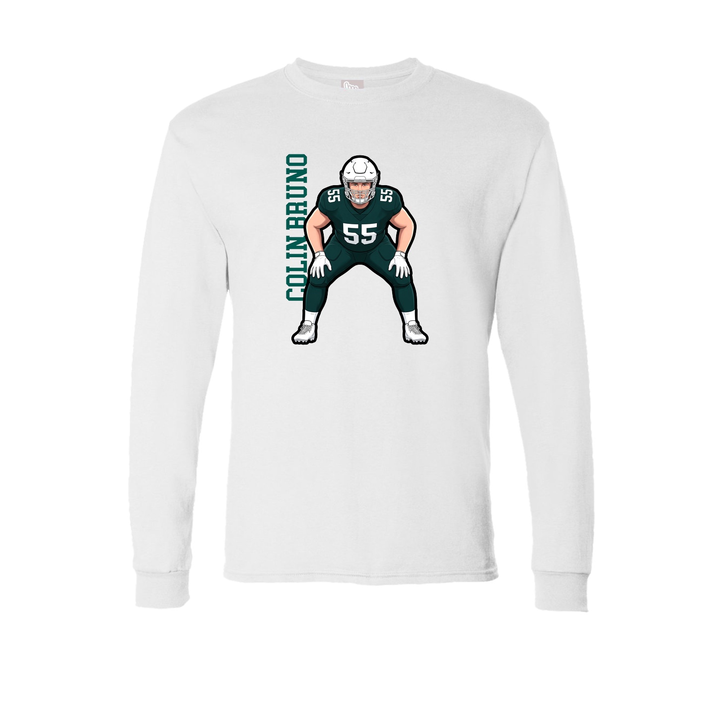 Long Sleeve Tee — Name Vertical in White