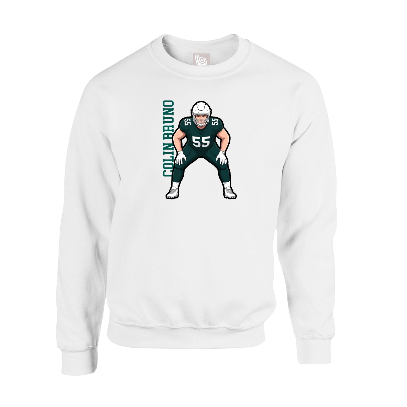 Fleece Crew — Name Vertical in White