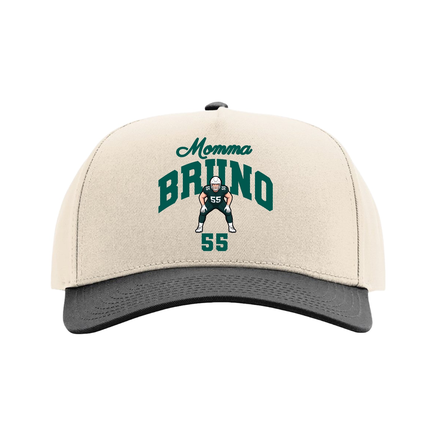 Full Fabric Five-Panel Champ Cap — Mothers Day Arch in Cream/Black