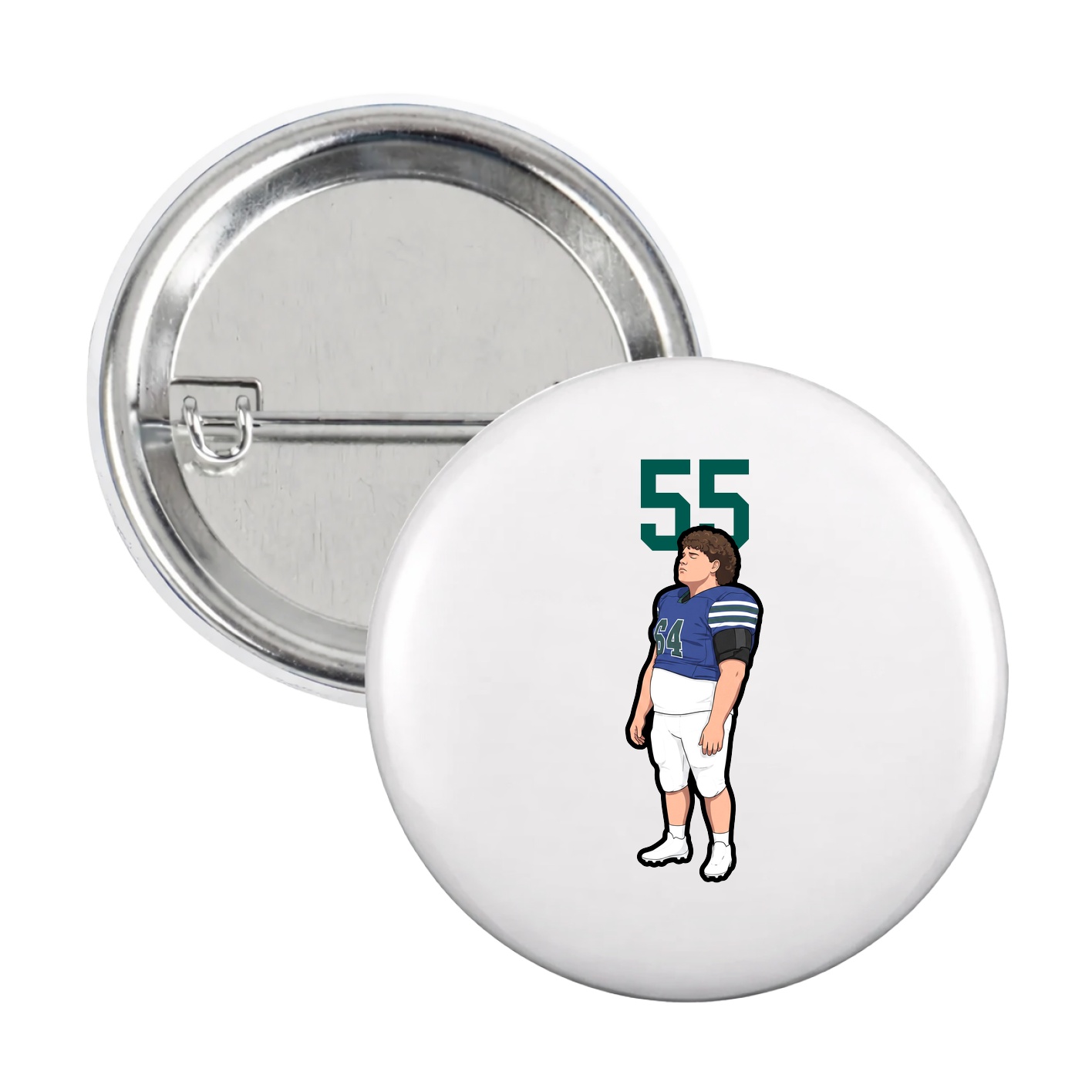 Game Day Button — Number Top in White