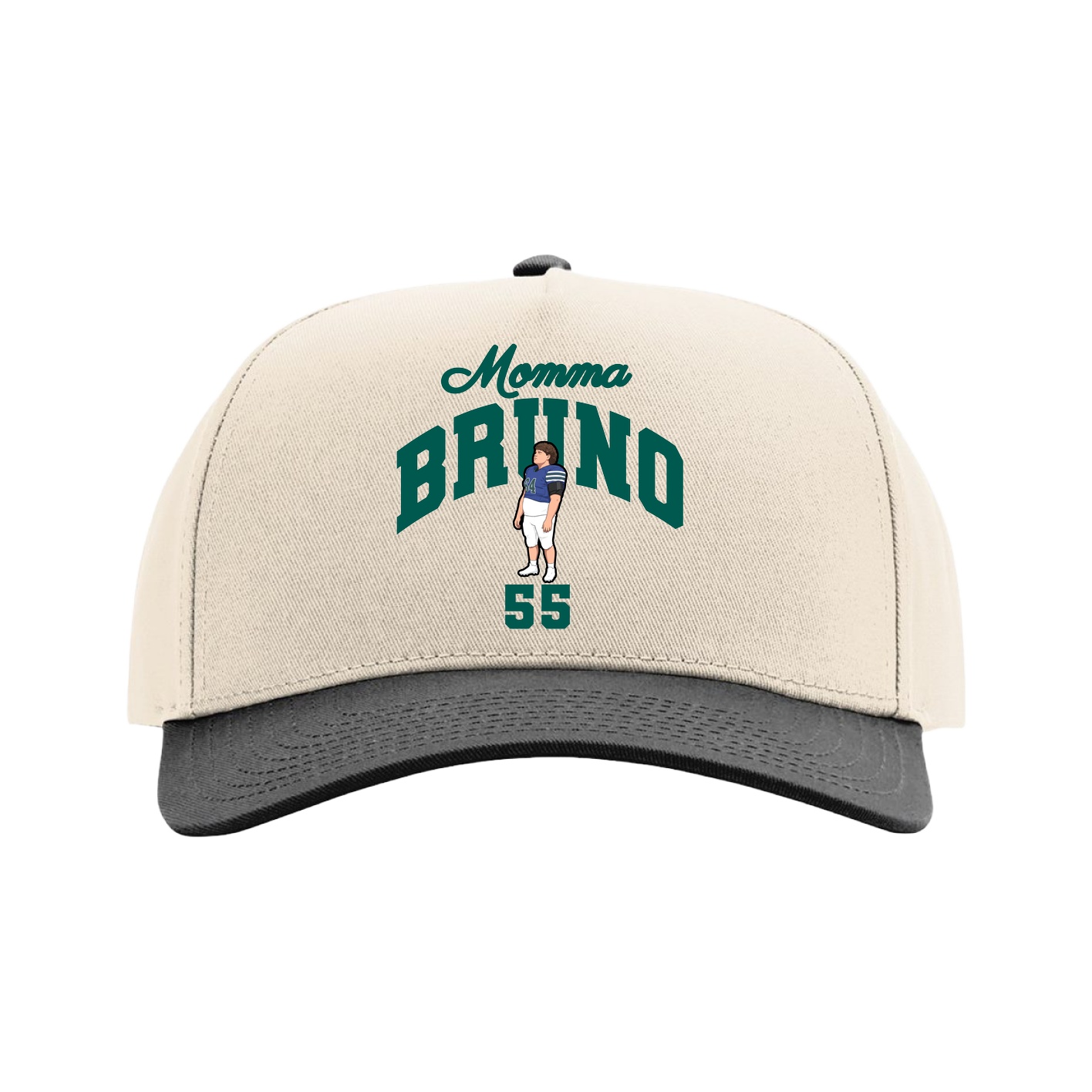 Full Fabric Five-Panel Champ Cap — Mothers Day Arch in Cream/Black